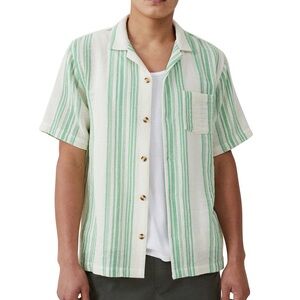 Cotton On Men's Palma Short Sleeve Striped Shirt, Large